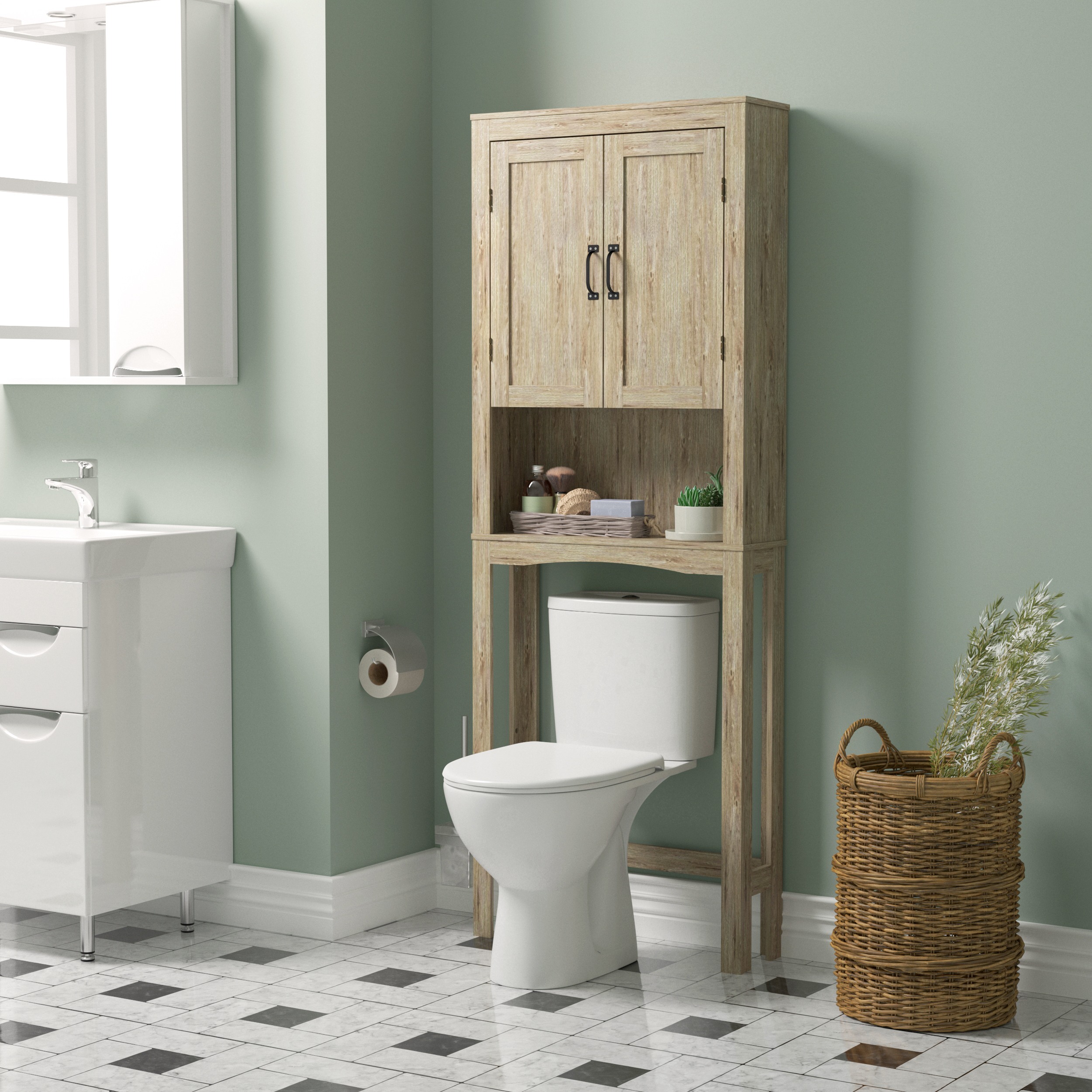 Bathroom Over-The-Toilet Space Saver Toiletry Storage Cabinet Tower FCH Double Doors Bathroom Cabinet White Storage Cabinet Bathroom Over-The-Toilet Space Saver Toiletry Storage Cabinet Tower FCH Double Doors Bathroom Cabinet White Storage Cabinet